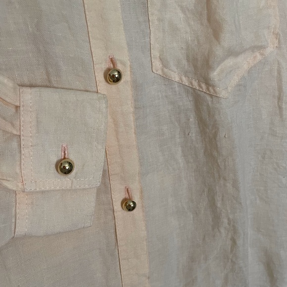 💲⬇️ Vintage pale peach linen shirt - Picture 4 of 7